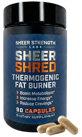 Sheer Strength Labs Burner for Men - Clinically Backed Dose, Strongest Formula - Made in USA - Premium Blend of Rauwolscine, L-Carnitine, Capsaicin. 30 Servings
