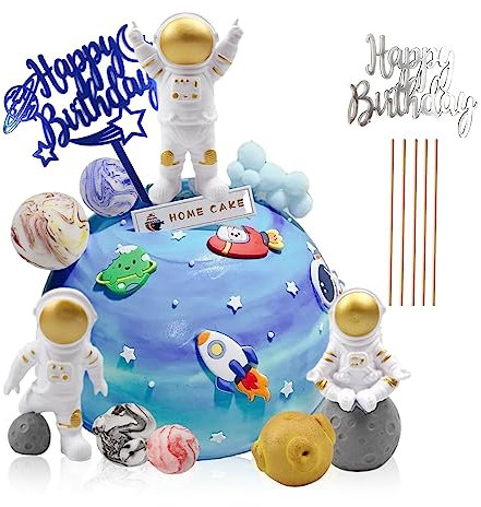 ZIOYA 9 Stück Figur Astronauten Tortendeko Weltraum Kuchendekoration Spaceman Kuchen Toppers Deko Spaceman Kuchen für Geburtstag Kinder Party Kuchen Dekoration Zubehör