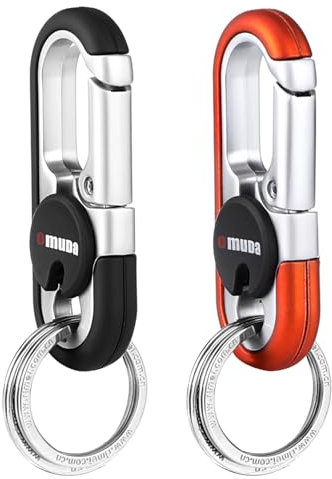 2 Pezzi Portachiavi Auto, Moschettone Portachiavi Multifunzione con 4 Portachiavi, Portachiavi in Metallo per Uso Personale o Come Regalo, Regali Aziendali per Uomini e Donne (A)