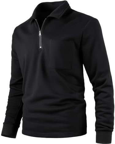Harbrosrce Felpa Uomo Mezza con Cerniera Maglia in Pile 1/4 di Zip Maniche Lunghe Sweatshirts Leggera Felpata da Lavoro Casual Sportivo