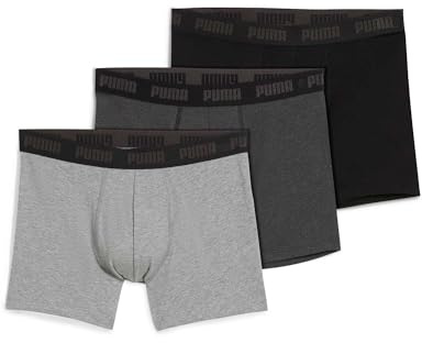 PUMA Boxer Boxershorts Men Herren Everyday Unterhose Unterwäsche 3er Pack, Farbe:Black/Grey, Bekleidungsgröße:XL