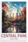 UnNiQ Central Park New York Poster de voyage vintage sur toile Décoration murale pour salon, chambre à coucher 20 x 30 cm