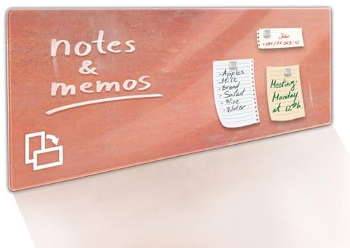 Floordirekt Glasboard Präsentationsboard - Whiteboard - Magnettafel - Magnetboard lackiert oder Glas - magnetisch & beschreibbar - Schreibtafel Magnetwand Wandtafel (Rot 20 x 60 cm)