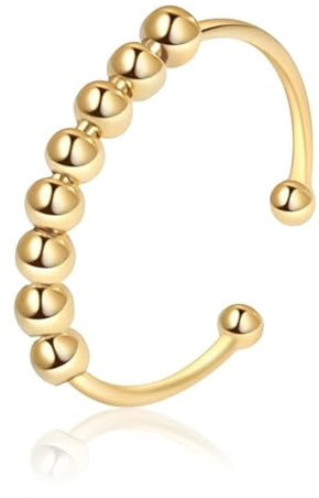 ZXUPOI Damen S925 Ring Anxiety Ring,Verstellbar,Silber Spinner Ring mit Band Anti Stress Ring Fidget Ring für Mama Papa,Dekompressionsring Silber Ring Schmuck Geschenk für Muttertag