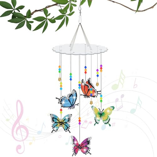 Dadabig Diamond Painting Sonnenfänger Windspiel Bastelset, Diamond Painting Anhänger, DIY 5D Doppelseitiges, Windspiel Bastelset Kinder, Kreatives Basteln Geschenke für Mädchen ab 6 Jahren