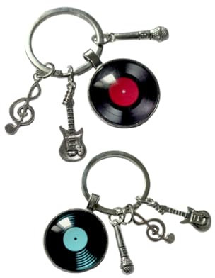 HCHES 2 Stück Schlüsselanhänger Personalisiert DJ Schallplatte Geschenk Für Paare Musikliebhaber und Vinyl-Fans