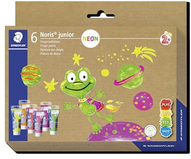 STAEDTLER Fingermalfarbe Noris junior (intensive, lichtechte Farben, leicht mischbar, schnell trocknend, Anwendung auf Papier, Pappe, Holz und Glas/Fenster, Flasche à 750 ml, rot) 8811-2