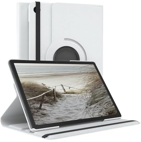 EAZY CASE - Tablet Hülle für Samsung Galaxy Tab A9 Plus Schutzhülle 11 Zoll Smart Cover Tablet Case Rotationcase aufstellbar klappbar 360° drehbar mit Standfunktion Tasche Kunstleder in Weiß