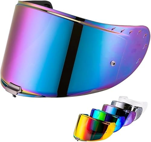 Helmvisier für FF327 Challenger,Motorradhelm Visier,Motorrad Windschutz Helm Objektiv Visier Vollgesichts,Motorradhelm Zubehör (Regenbogen)