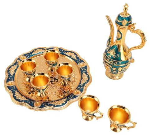 Juego de Cafetera Vintage, Evita la Decoloración, Evita la Deformación, Exquisito Kit de Cafetera para Bodas (Oro Azul)