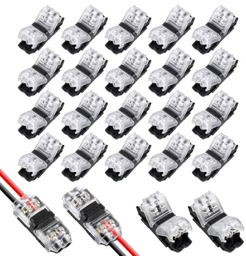 Flintronic Connettori a Filo, 20 pezzi Connettori a Tipo H a Bassa Tensione,per Connessione Cavo Elettrico 20-22 Awg, Non C'è Bisogno di Stripping, per Cavi per Collegamento E lettrico/Audio/Video