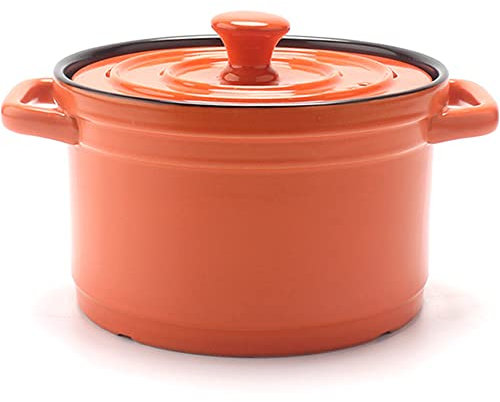 QTANZIQI Faitout en Fonte émaillée, cocotte en Fonte émaillée avec Couvercle, Batterie de Cuisine Robuste en Fonte avec Couvercle, cocotte émaillée antiadhésive allant au Four, Orange 4L