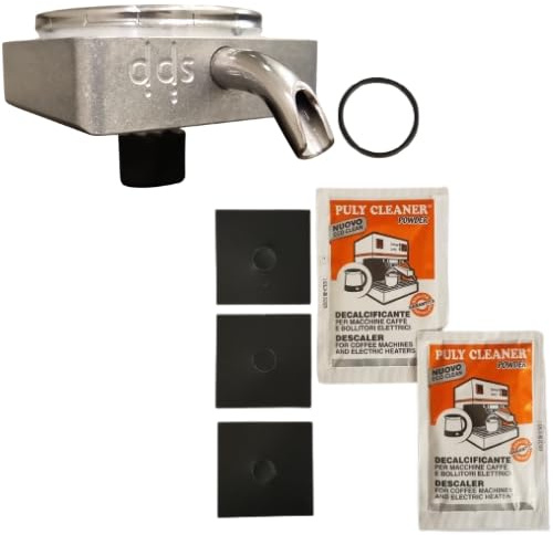 Kit Manutenzione Completo con PORTACIALDA IN ALLUMINIO per Macchina caffè DIDIESSE FROG, AURA BAR, TWIN, SUPERPROFESSIONAL con Porta Cialda già assemblato, 3 Spessori, 1 Guarnizione, 2 Decalcificanti