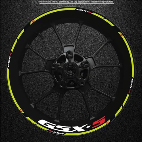 KCBHSH Motorrad-Radnaben-Aufkleber-Dekorationsset Für Suzuki Gsx-s Gsx-s750 Gsxs1000 750 1000 Felgen-reflektierender, Wasserfester Aufkleber Komplettes Set mit Felgenaufklebern(Farbe 18)