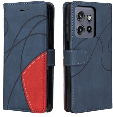 CXTCASE Funda Cartera para Motorola Edge 50 Neo, FuncióN Kickstand Cubre con Motorola Edge 50 Neo, Funda con Tapa Motorola Edge 50 Neo, Funda Movil Carcasa PU Cuero, Azul