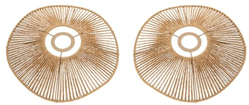 TaNeHaKi Set di 2 paralumi intrecciati in rattan per lampadari - Paralume rotondo - Per sala da pranzo