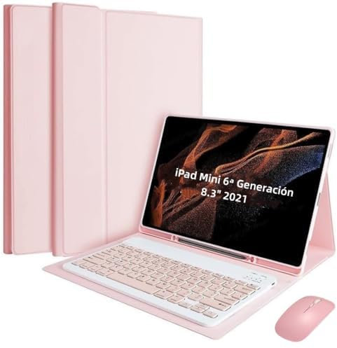 Cover Per iPad Mini 7(A17 pro 2024)/iPad Mini 6 Generazione(2021) 8.3 Pollici con Ltaliano Tastiera(QWERTY)Essere Caricata Keyboard Bluetooth Mouse Coperchio Protettivo con Scanalatura Portapenna Case