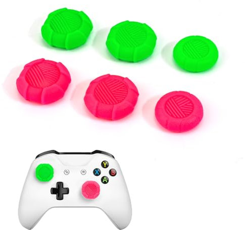 DLseego Empuñaduras de Pulgar para Xbox 360 One PS4 PS5 Mando,6PCS Silicona Joystick Mando Protección Mejorar Apuntar Tapas de Stick de Pulgar,Verde+Rojo