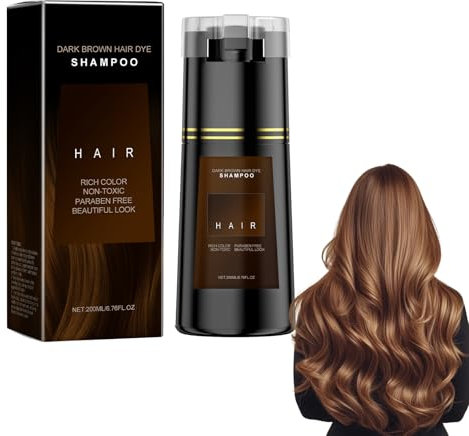 Champú Tintura Marrón Oscuro Profesional, Hair Dye Shampoo, Pigmentación Intensa, Neutralizador de Canas, Coloración Suave, Nutrición Profunda & Prevención de Decoloración