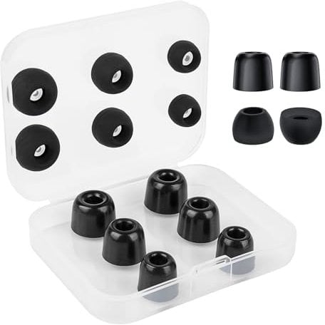 6 Pairs Combo Set Memory Foam Replacement Eartips and Silicone Earbuds Tips,12 Pcs Noise Isolating Ear Tips for In Ear Headphones Size 4.9mm-5.9mm (S/M/L,Black)