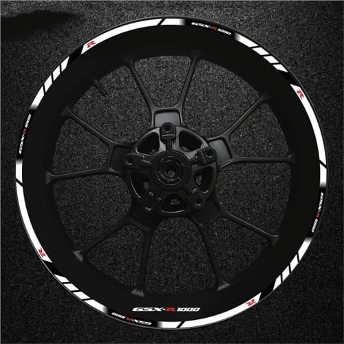 CFSJRXZ Adesivi Decorativi Strisce Adesive per Cerchi Moto per Suzuki GSXR1000 GSX-R GSXR GSX R 1000 Resistenti alla Pioggia Adesivi per Cerchi Ruota Set Completo(Colore 16)