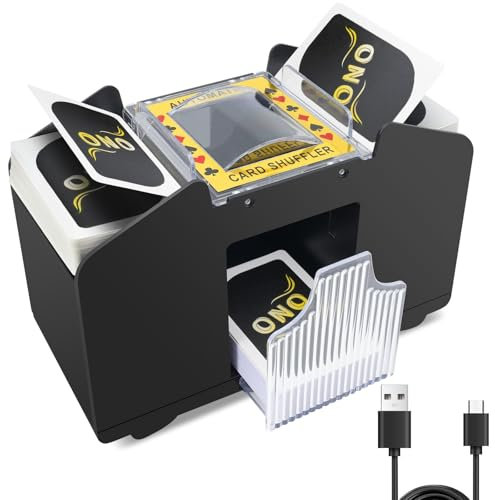 Vonsera Mélangeur de Cartes Électronique Automatique, Trieur pour 1 à 4 Jeux, Distributeur de Cartes avec USB pour Jeux de Type UNO, Poker, Texas Hold'em