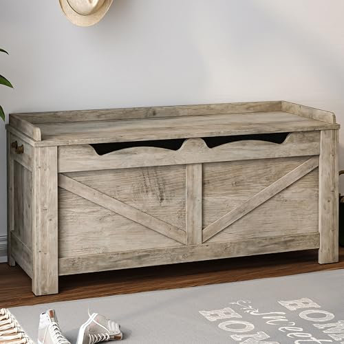 Hzuaneri Cassapanca 100 cm, Panca Contenitore da Interno, Panca Portaoggetti, Pouf Contenitore Rettangolare, 40 x 100 x 48 cm, per Corridoio, Camera da Letto, Soggiorno, Avorio Chiaro SB04505X