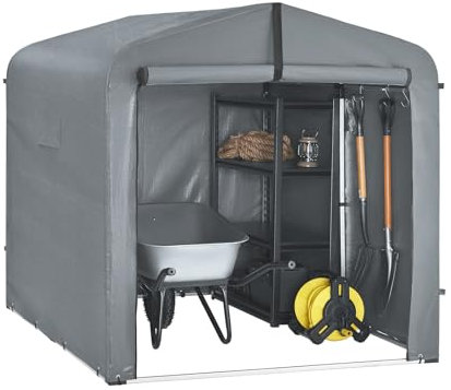 SoBuy Caseta Jardin Exterior Garaje Exterior para Coches Impermeable Carpa para Moto y Bicicletas Garage Moto para Exterior Cobertizo Jardín Gris 159x219x165 cm KLS11-L-DG