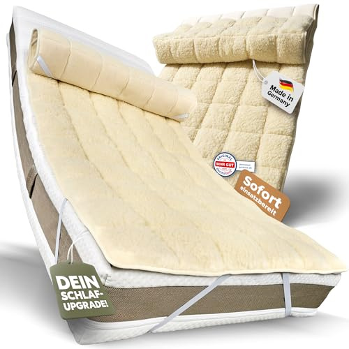 Mara Vital Lammfell Unterbett 200x210 | Wendbare Lammfell Bettauflage aus Schurwolle für angenehmen Schlaf | Atmungsaktive & wärmende Matratzenauflage mit Eckgummis | für Matratzen bis 30 cm