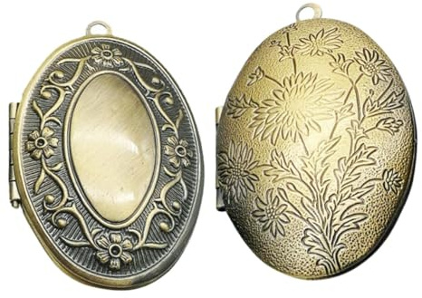 Supvox 2 Stück Ovales Metall Fotomedaillon Anhänger mit Öffnung Verschleißfest und Bruchfest Vintage Fotoanhänger für Hochzeitssträuße und Schmuck Personalisierbar für Besondere Anlässe