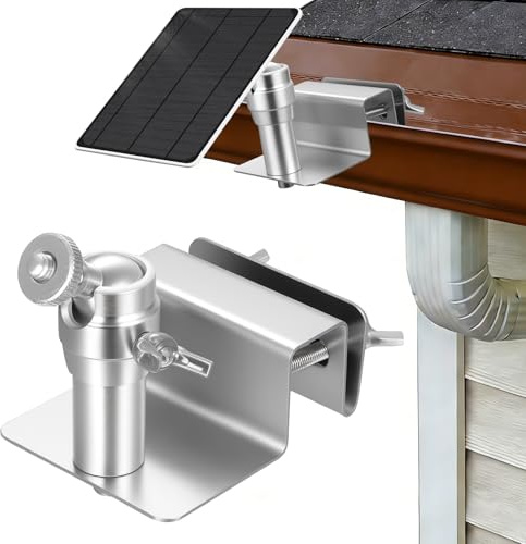 1 Sets Edelstahl-Dachrinnenhalterung für Eufy Solarpanel Halterung, verstellbare Dachrinnenhalter für Arlo Eufy Solar Panel, kompatibel mit 1/4 Schraube Kamera