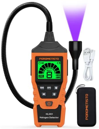 HLD01 POROMETISTO Detector de HVAC Refrigerado | Comprobador gas halógeno/AA, USB-C, autocalibración. Ideal para coche, cámara frigorífica y climatización central