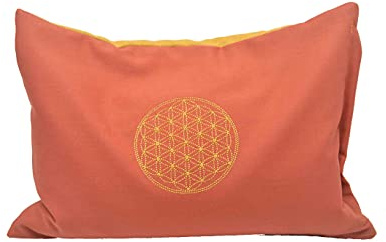 Kissen mit der Blume des Lebens Orange/Verschiedene Kräuter zur Auswahl/Alles waschbar