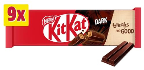 KitKat Dark Chocolate Biscuit Bar Multipack, 9 x 20.7g 2 Finger