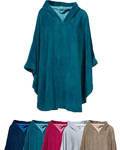 Erwin Müller Damen - Herren - Surf-Poncho - mit Kapuze - Badetuch - Umkleide-Hilfe - Velours-Frottier Petrol Größe ca. 90 cm