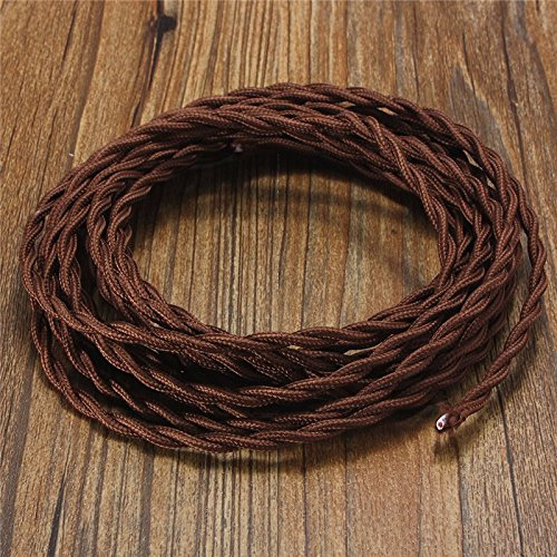 MASUNN 10M Vintage 2 Core Twist Geflochtenes Gewebekabel Draht Electric Lighting Cord-Kaffee