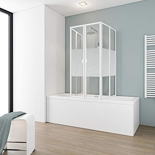 Schulte Duschabtrennung faltbar für Badewanne 70 - 80 cm, einfacher Aufbau, 3 mm Sicherheitsglas Dekor Dezent, alpinweiß, langlebig, D1700 04 100