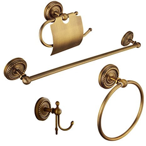 ,Handtuch Haken/WC Papier Halter/Handtuchhalter/Handtuch Bar,Premium Messing (Antique Set)