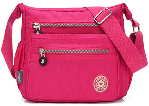 FiveloveTwo Damen Mode Nylon Schultertasche Shopper Hobo Tragetaschen Rucksack Umhängetasche Geldbörsen Tote Taschen für Alltag Büro Schule Ausflug Einkauf Rose