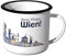 JUNIWORDS Emaille-Tasse, Guten Morgen Wien, Skyline Nachtlichter, Schwarzer Tassenrand