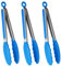 HINMAY Kitchen Tongs 9 Inches Cooking Tongs for Food Grill, Salad, BBQ, Frying, Serving, Set of 3 (Blue)