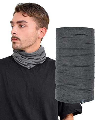 Basic Sense Multifunctional Headwear Cotton Rich Sports Snood Neck Warmer Gaiter, Medium Dark Grey Marl