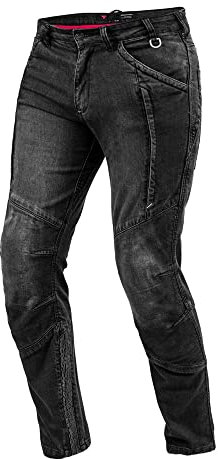 SHIMA Ghost Motorradjeans Herren - Belüftete Elastische Slim Fit Biker Motorradhose Männer mit Kevlar-Verstärkungen, Knieprotektoren (Schwarz, 34)