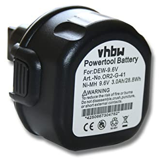 vhbw batteria sostituisce Black & Decker A9242, A9251, A9265, A9272, A9274, FSB96, PS120, PS120A per utensile elettrico (3000 mAh, NiMH, 9,6 V)