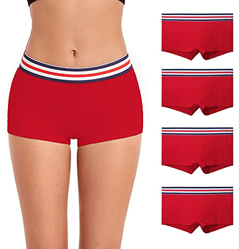 ZLYC Women Cotton Boxer Shorts Comfort Boyshorts Breathable Underwear | Soft Boyshort Knickers, Mid Rise Pants,Tag-free, for Under Dresses,Skirts, Daily Wear,Solid Color,3 Pack,4 Pack