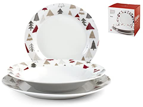 Home 18 pièces de vaisselle Winterly en porcelaine décorée