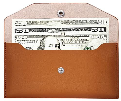 Cobee Geldumschläge aus PU-Leder, für Bargeld, wasserdicht, Geldumschlag, Geldbörse, wiederverwendbar, für Damen und Mädchen, Braun