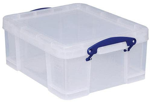 Really Useful Storage Box Plastic Lightweight Robust Stackable 18 Litre W390xD480xH200mm Clear Ref 18C + Free finchley Refill Pen (5)