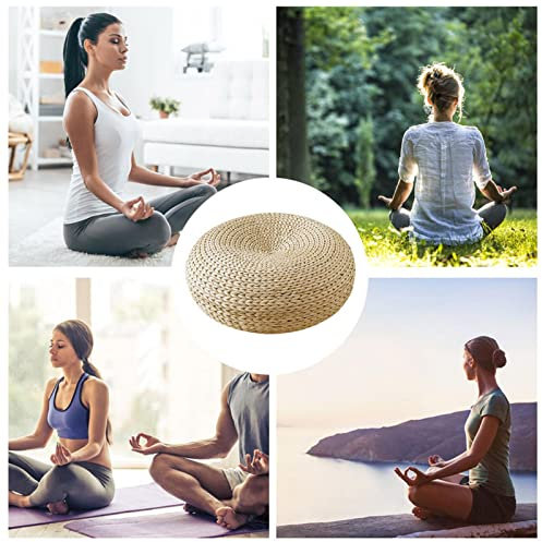 Pansy Tatami Sitzkissen Bodenkissen Rund - Tatami Kissen Aus Gewebtem Stroh | Handcrafted Auflage Hocker | Japanisches Yoga Bodenkissen Für Wohnzimmer Garten Esszimmer Home Deko | 40/50/60cm