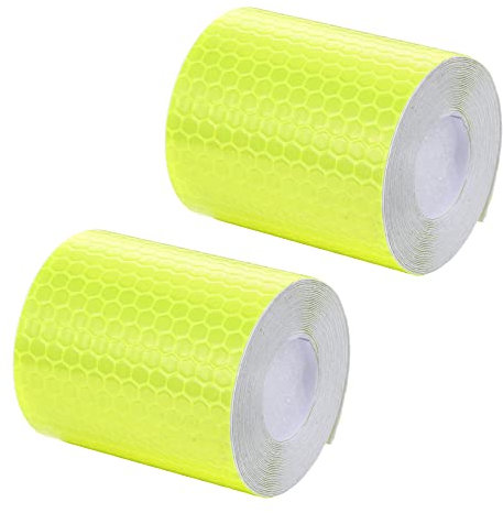 Oneyijun 2 Rollen Sicherheitswarnband selbstklebend Reflektierendes Markierungsband 5cm x 3m Hochleistungs-Warnklebeband für Arbeitsplatz, Baustelle & Verkehr TÜV-geprüft (Gelb)